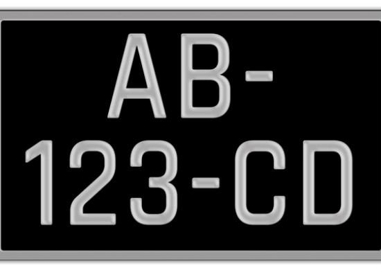 plaque d'immatriculation noire